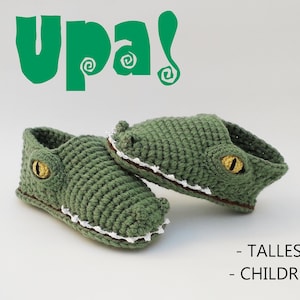 Crocodile Slippers Children Sizes Crochet PDF Pattern