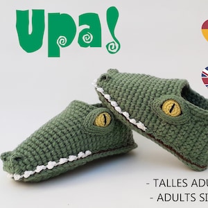 Crocodile Slippers Crochet - Adult Sizes