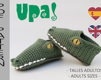 Crocodile Slippers Crochet - Adult Sizes