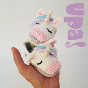 Pantuflas Unicornio Crochet Talles Bebés