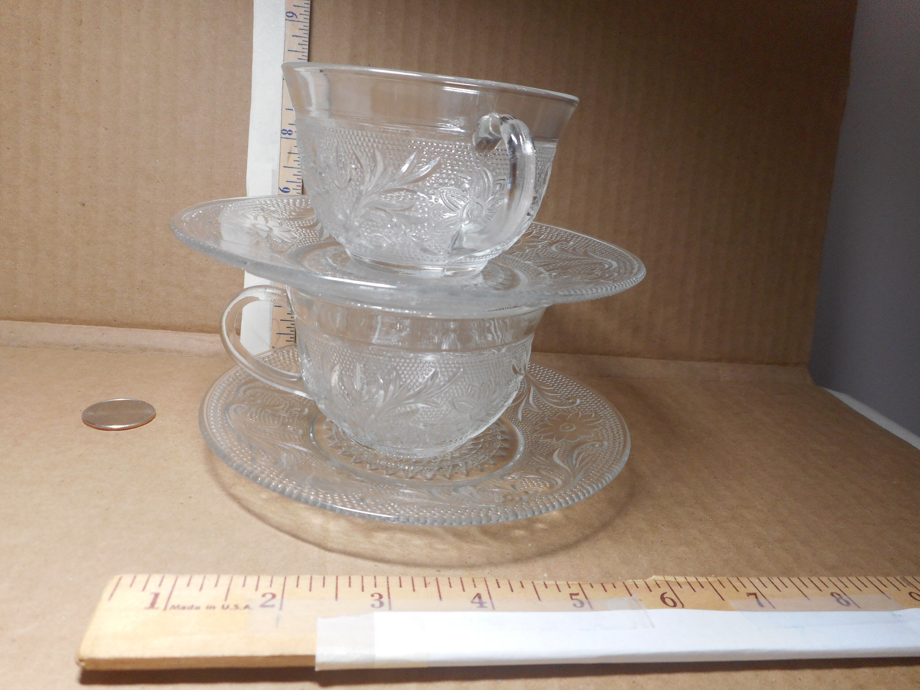 Anchor Hocking Sandwich Glass Pattern Cup and Saucer Etsy