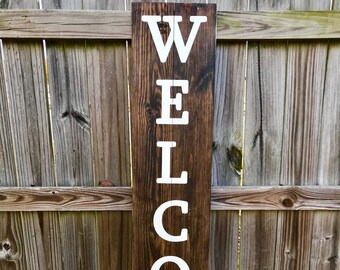 Custom Double Sided Welcome Porch Sign – Hand Painted Rustic Wood