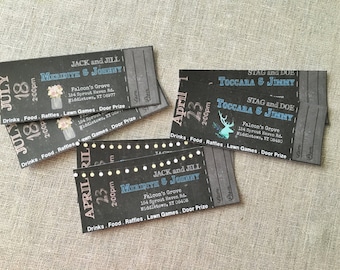 Rustic Chalkboard Event Stag and Doe Tickets Fundraiser DIY PRINT DIGTIAL