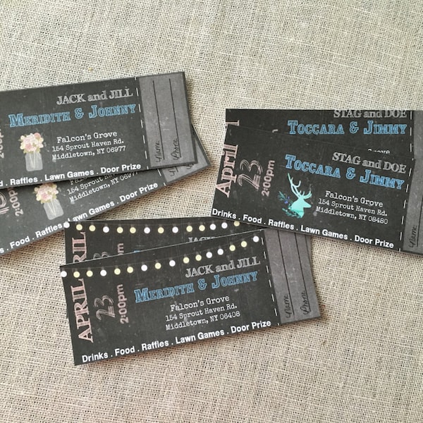 Rustic Chalkboard Event Stag and Doe Tickets Fundraiser DIY PRINT DIGTIAL