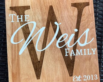 Hand Painted Family Name Sign – Rustic Farmhouse Birch Wood