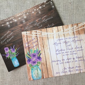 Rustic Elegant Wooden Mason Jar Flower Invitation Wedding or Shower CUSTOM DIY Printed Digital