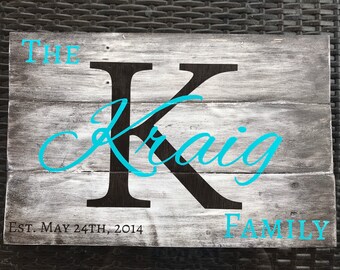Rustic Hand Painted Family Name Wood Sign - Farmhouse Decor