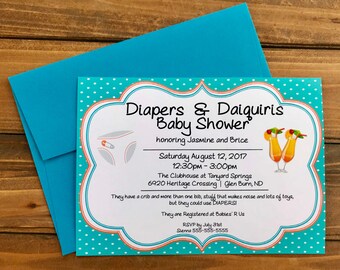 Diapers & Daiquiris Invitation - Baby Shower - Event - Digital