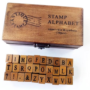 30 Pcs Alphabet Wooden Rubber Diary Stamp Set