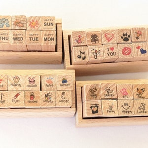Diary Journal Scrapbook Wooden Rubber Stamp Set