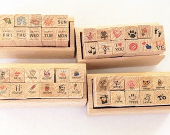 Diary Journal Scrapbook Wooden Rubber Stamp Set