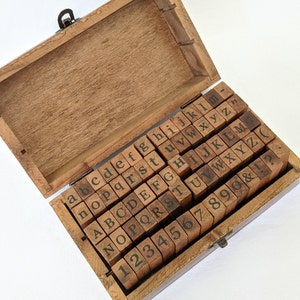 70pcs Alphabet & Number Wooden Rubber Diary Stamp Boxed Set