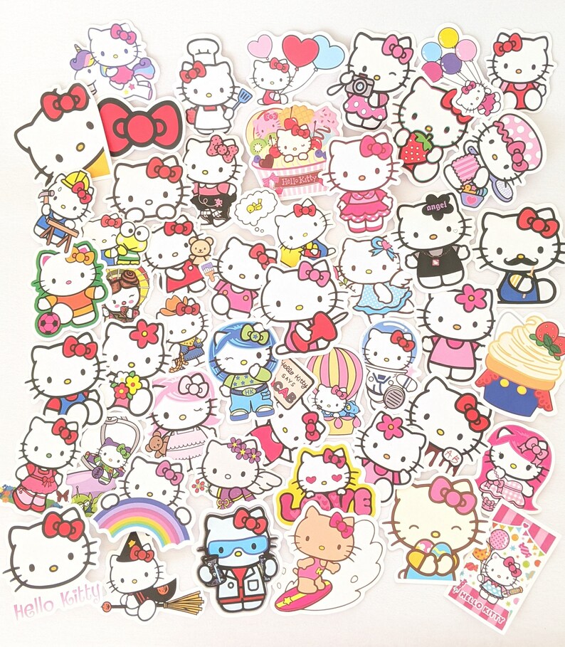 50 pcs Hello Kitty Assorted Diary Journal Scrapbook Stickers Etsy