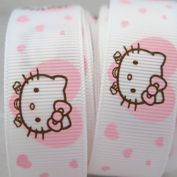 7/8" (22mm) Hello Kitty Printed Grosgrain Ribbon  GR008