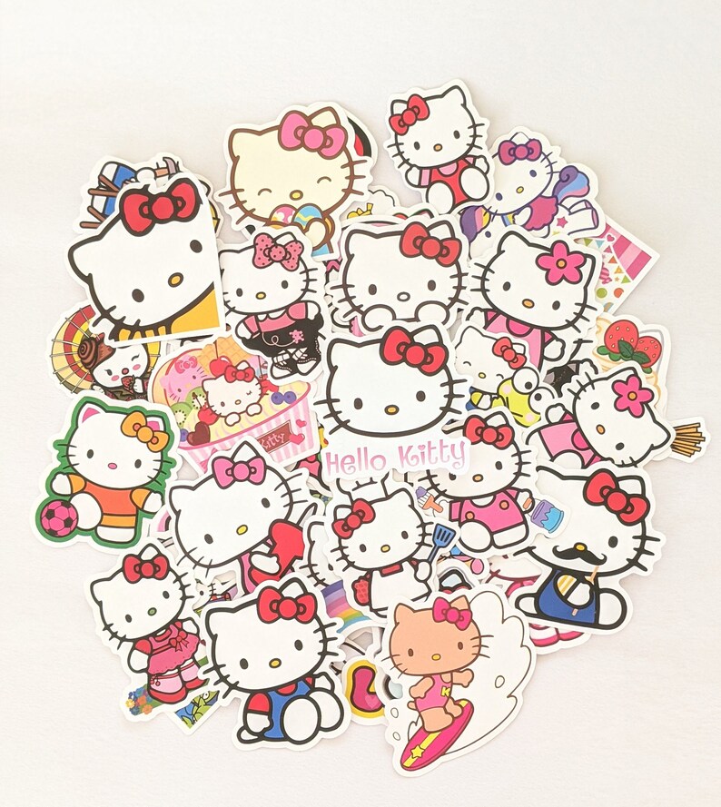 50 pcs Hello Kitty Assorted Diary Journal Scrapbook Stickers Etsy