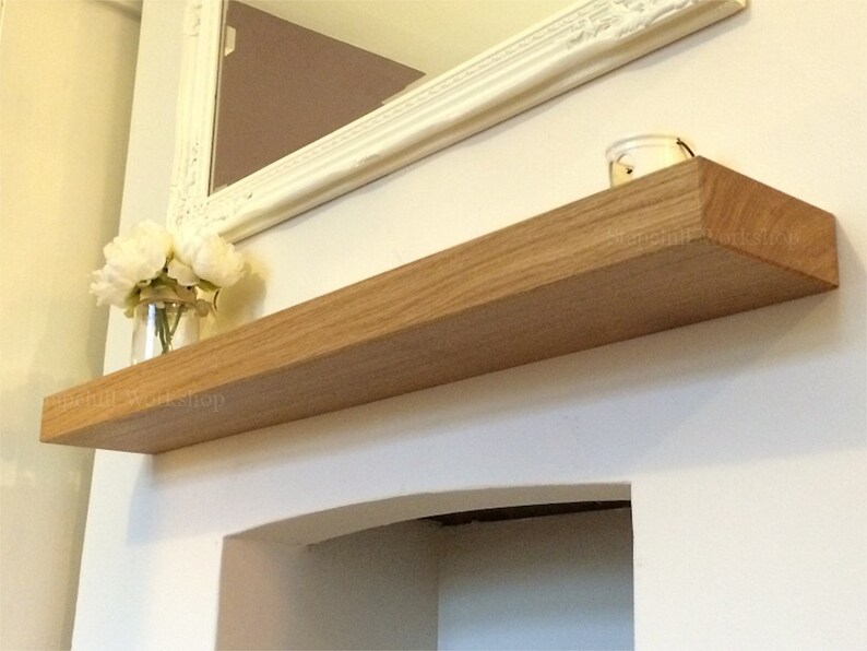 Solid Oak Floating Shelf Mantle Beam Fireplace Mantel Shelves Etsy