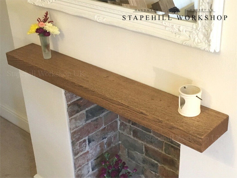 Solid Oak Floating Shelf Mantle Beam Fireplace Mantel Shelves Etsy UK