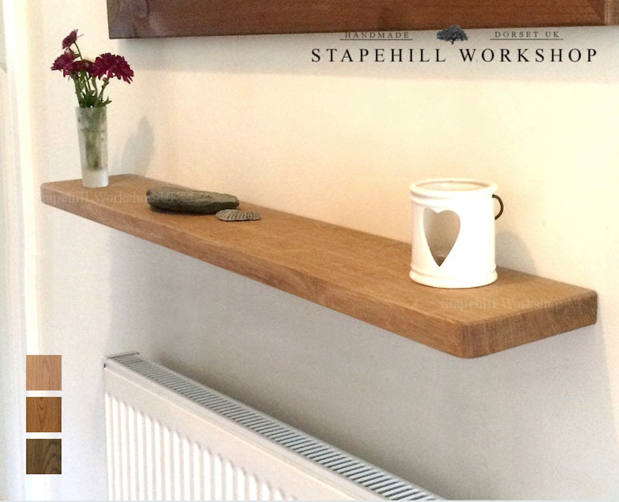 Solid Oak Floating Shelf Radiator Hall Kitchen Alcove Thick Etsy