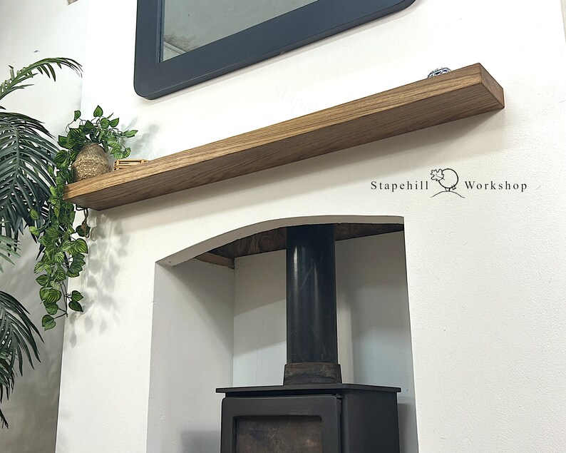 Floating Oak Fireplace Mantel Shelf Beam Wooden Mantle Shelves With