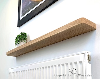 Multi Wall Solid Oak Floating Shelf Hall lounge Kitchen Radiator. Prime grade shelves - concealed brackets for Solid or Plasterboard
