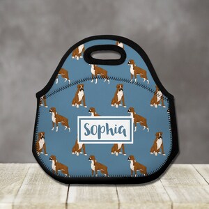 Personalized Lunch Tote, Boxer Custom Lunch Bag, Dog Monogram Name Lunchbag, Lunch Box for Women, Kids, Coworker Gift, Girl Gifts