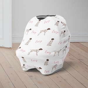 Housse de siège auto bébé personnalisée, auvent pour siège auto bébé GSP, auvent de siège auto personnalisé pour chien allemand à poil court pour garçons filles
