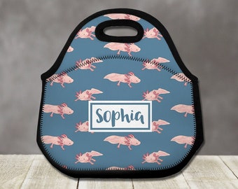 KEIAHUAN Axolotl Lunchtasche Für Kinder – Isoliert, Wiederverwendbar, Mit Schultergurt, 29x30x16 Cm