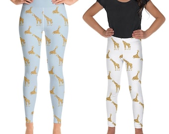 Giraffe Leggings, Safari Animal Pattern Women Leggings for Gym, Yoga Leggings, Yoga Pants, Kids Tights Youth Leggings, Giraffe Gifts