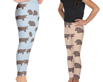 Leggings d’hippopotame, leggings de femmes de modèle d’animal de safari pour gymnastique, leggings de yoga, pantalon de yoga, leggings de jeunesse de collants d’enfants, cadeaux d’hippopotame