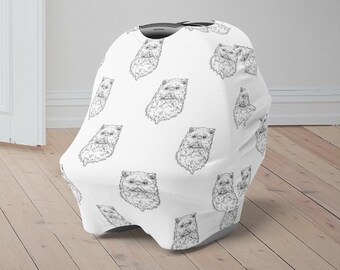 Persian Cat Baby Car Seat Cover, Cat Baby Carseat Canopy, Cute Car Seat Canopy for Boys Girls, Newborn Animal Theme Baby Shower Gift