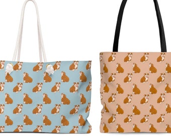 English Bulldog Tote Bag, Dog Pattern Weekender Bag for Women, Cute Beach Bag, Weekend Bag, Shopping Bag, Bulldog Mom Gift