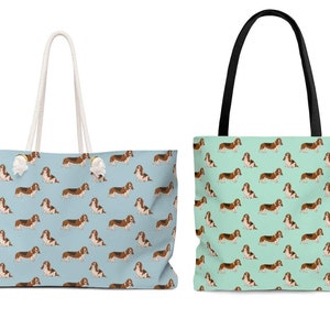 Basset Hound Tote Bag, Dog Pattern Weekender Bag for Women, Cute Beach Bag, Weekend Bag, Shopping Bag, Basset Hound Mom Gift