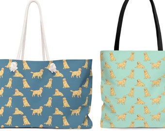Golden Retriever Tote Bag, Dog Pattern Weekender Bag for Women, Cute Beach Bag, Weekend Bag, Shopping Bag, Golden Retriever Mom Gift