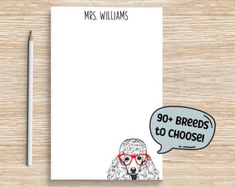 Dog Notepad, Custom Dog Breed Stationery, Personalized Teacher Notepad, Nurse Veterinarian Graduation Vet Tech Teacher Appreciation Gifts