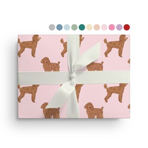 5 Sheets of Poodle Wrapping Paper, Custom Color Dog Wrapping Paper Sheets, Birthday, Christmas, Baby Shower or Just Because Gift Wrap