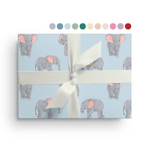 5 Sheets of Elephant Wrapping Paper, Custom Safari Animal Wrapping Paper Sheets, Zoo Birthday, Christmas, Baby Shower Just Because Gift Wrap