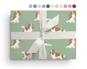 5 Sheets of Cavalier King Charles Spaniel Custom Dog Wrapping Paper Sheets, Cavie Birthday, Christmas, Baby Shower or Just Because Gift Wrap