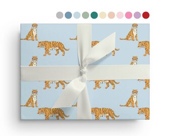 5 Sheets of Tiger Wrapping Paper, Custom Safari Animal Wrapping Paper Sheets, Zoo Birthday, Christmas, Baby Shower Just Because Gift Wrap