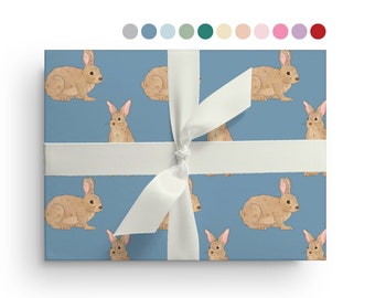 5 Sheets of Rabbit Wrapping Paper, Custom Bunny Mom Animal Wrapping Paper Sheets, Birthday, Christmas, Baby Shower or Just Because Gift Wrap