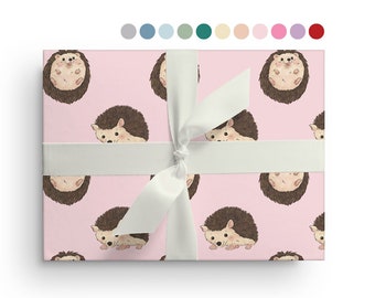 5 Sheets of Hedgehog Wrapping Paper, Custom Hedgie Animal Wrapping Paper Sheets, Birthday, Christmas, Baby Shower or Just Because Gift Wrap