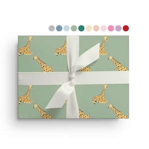 5 Sheets of Giraffe Wrapping Paper, Custom Safari Animal Wrapping Paper Sheets, Zoo Birthday, Christmas, Baby Shower Just Because Gift Wrap