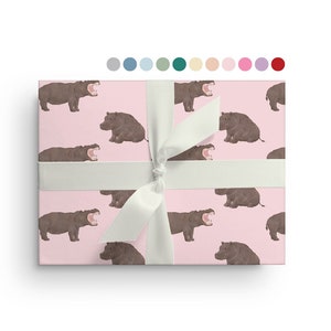 5 Sheets of Hippo Wrapping Paper, Custom Safari Animal Wrapping Paper Sheets, Zoo Birthday, Christmas, Baby Shower Just Because Gift Wrap