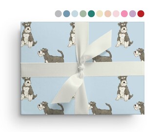5 Sheets of Schnauzer Wrapping Paper, Custom Color Dog Wrapping Paper Sheets, Birthday, Christmas, Baby Shower or Just Because Gift Wrap