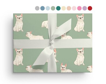 5 Sheets of French Bulldog Wrapping Paper, Custom Frenchie Wrapping Paper Sheets, Birthday, Christmas, Baby Shower or Just Because Gift Wrap