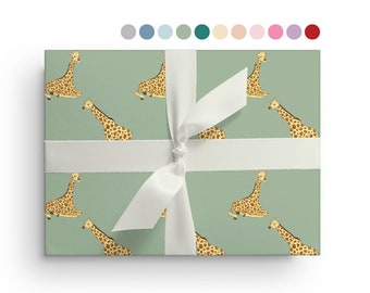 5 Sheets of Giraffe Wrapping Paper, Custom Safari Animal Wrapping Paper Sheets, Zoo Birthday, Christmas, Baby Shower Just Because Gift Wrap