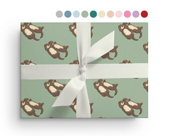 5 Sheets of Otter Wrapping Paper, Custom Color Animal Wrapping Paper Sheets, Birthday, Christmas, Baby Shower or Just Because Gift Wrap