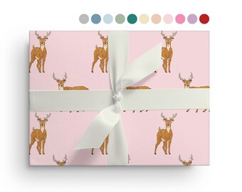 5 Sheets of Deer Wrapping Paper, Custom Woodland Animal Wrapping Paper Sheets, Birthday, Christmas, Baby Shower or Just Because Gift Wrap