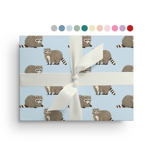 5 Sheets of Raccoon Wrapping Paper, Custom Racoon Animal Wrapping Paper Sheets, Birthday, Christmas, Baby Shower or Just Because Gift Wrap