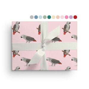 5 Sheets of African Grey Parrot Wrapping Paper, Custom Bird Wrapping Paper Sheets, Birthday, Christmas, Baby Shower, Just Because Gift Wrap