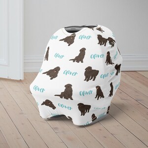Custom Baby Car Seat Cover, Labradoodle Baby Carseat Canopy, Personalized Car Seat Canopy for Boys Girls, Doodle Newborn Baby Shower Gift